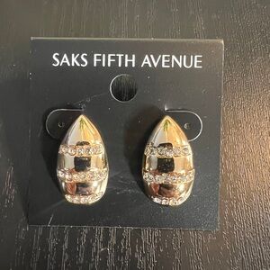 Saks Fifth Avenue Gold/Clear stone tear drop Earrings